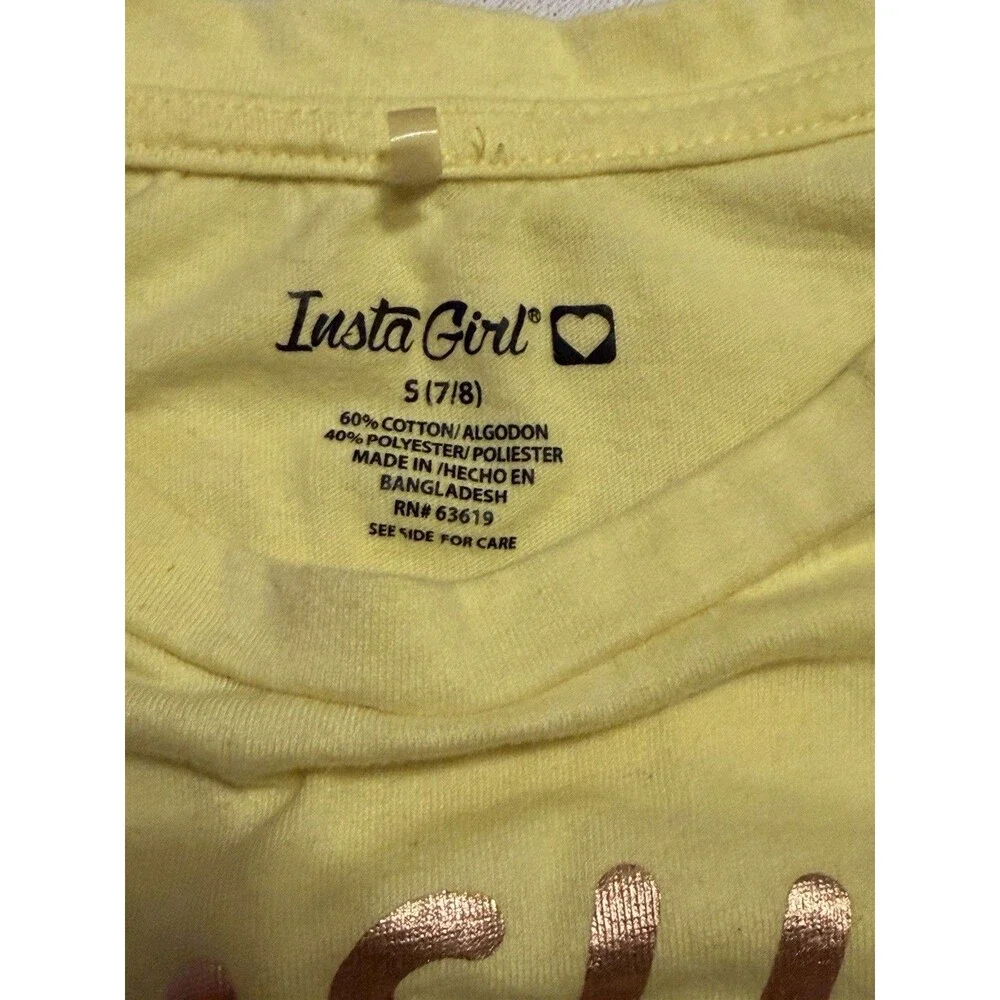Insta Girl & Little Lass Girls 2pc Yellow Floral Dress + Tee Set Size 6 S 7/8